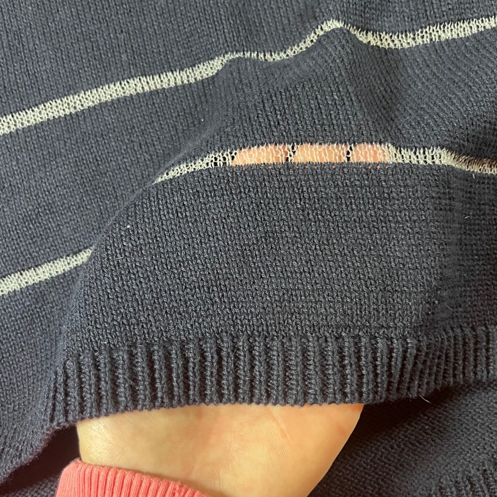 Tribal Navy Blue White Stripe Knit Sweater Pullover Top‎ Size S - Picture 4 of 5